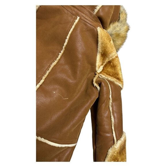 JORDAN CRAIG El Jefe Luxury SHEARLING Moto Jacket Faux Fur Winter Coat Womens 12 - Picture 8 of 10